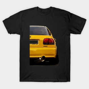 Sunny Yellow Honda Civic Vector Back Tee T-Shirt